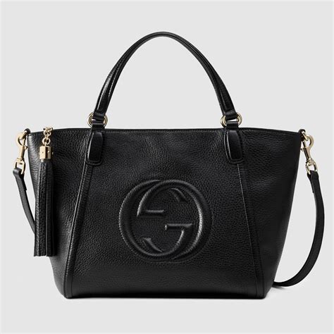 gucci soho leather large zip top handle|Gucci soho small leather bag.